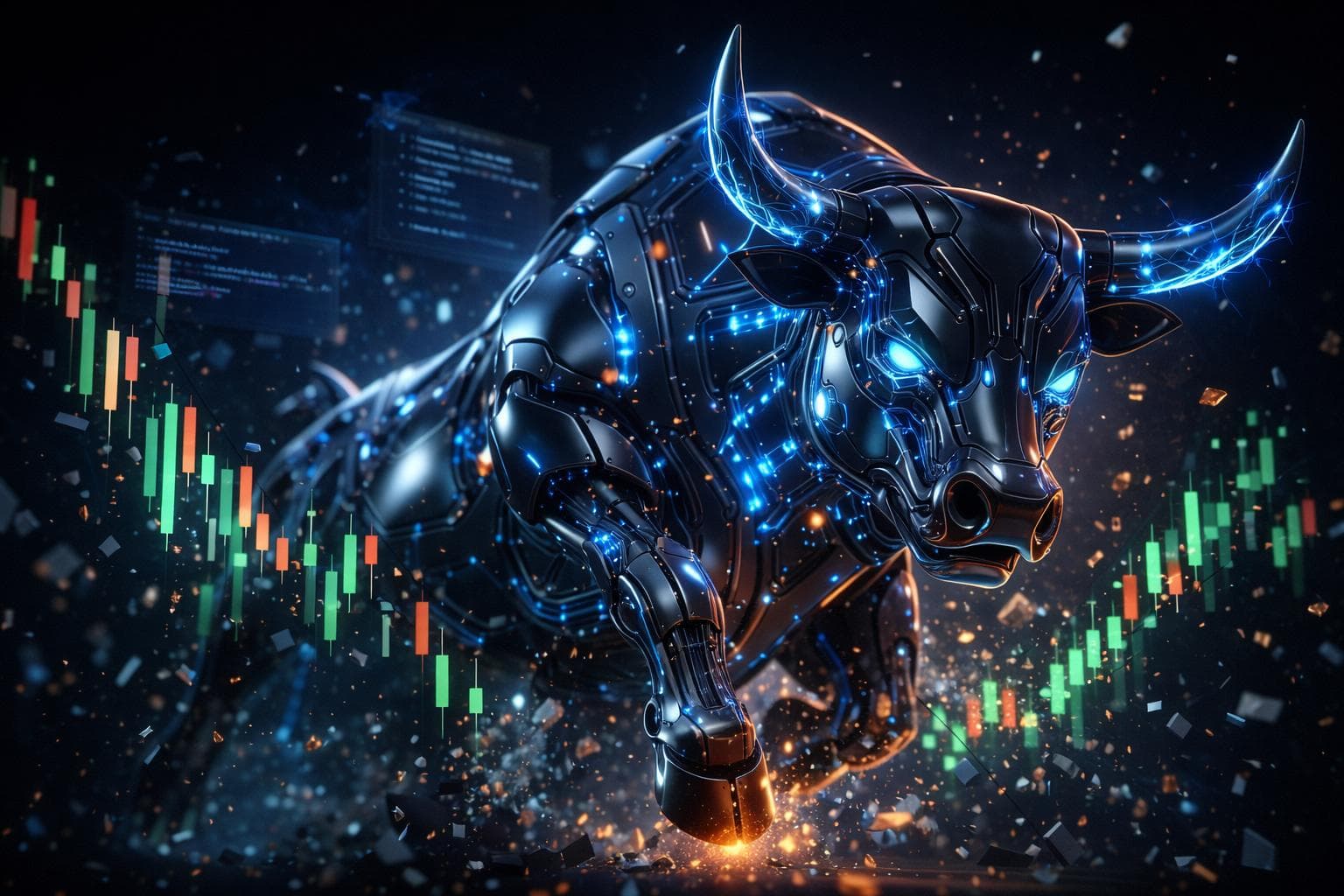 Trading-Learn metallic bull brand visual